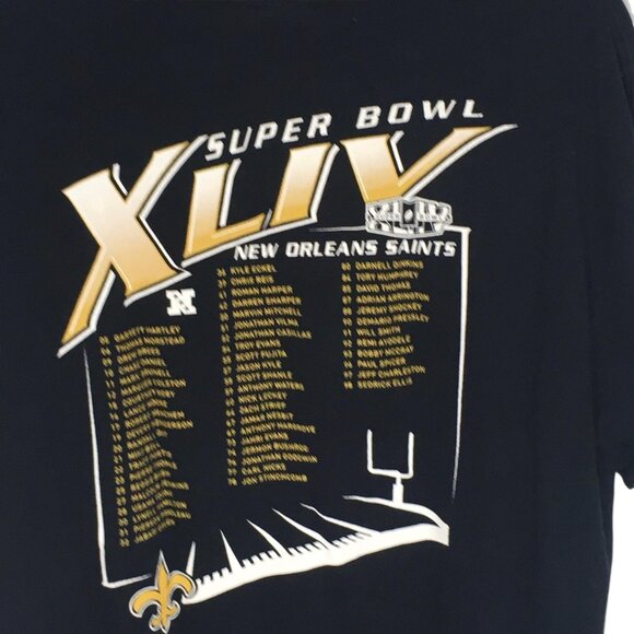 New Orleans Saints Shirt Mens XL Black NFL Football Super Bowl XLIV Roster Tee - Picture 3 of 16